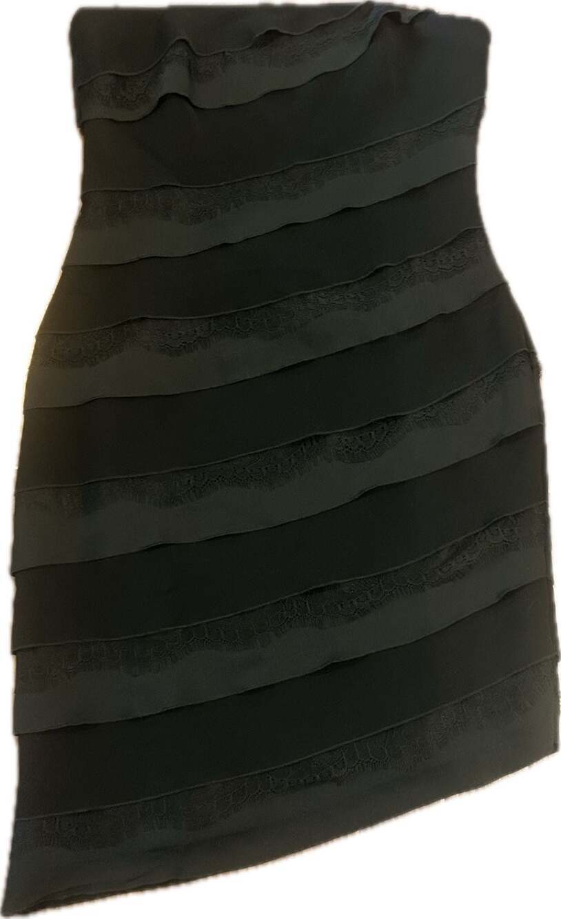 White House Black Market Strapless Tiered Lace Asymmetrical Dress NWT Witch - Picture 2 of 11